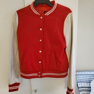 Forever 21, Red and White bomber jacket, size L
